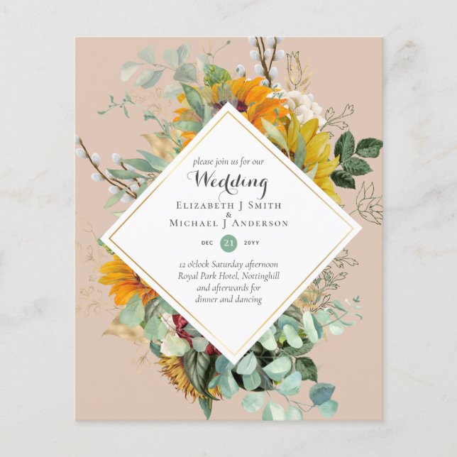 Flyer Natureza Almoça Casamento Verde Russo Boho (Frente)