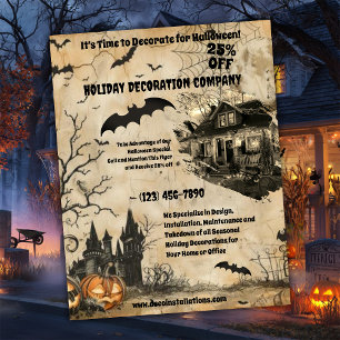 Flyer Negócios de decoração de Halloween