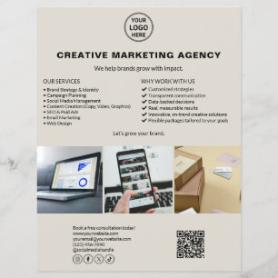 Flyer Negócios de Marketing Neutro com Logotipo Moderno