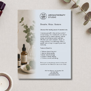 Flyer Negócios de Spa de Aromaterapia Azul Empoeirado Lo