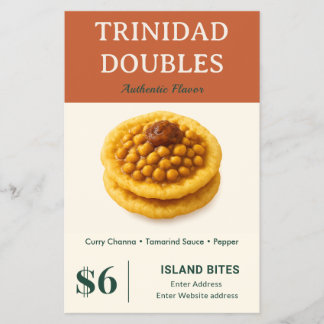Flyer Negócios Pequenos de Sabores Autênticos de Trinida