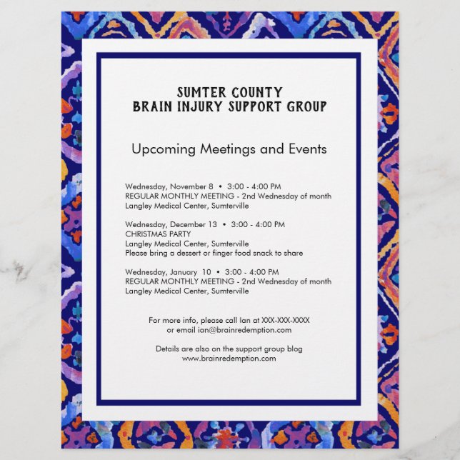 Flyer Newsletter Ikat do Marinho Laranja Azul (Frente)