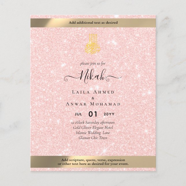 Flyer NIKAH - Caligrafia do Convite para Casamento Islâm (Frente)