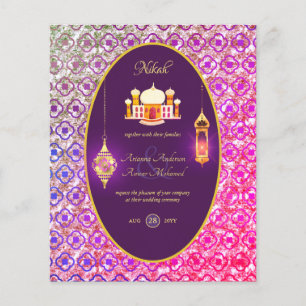 Flyer NIKAH - Convite para Casamento Roxo da Mesquita Or