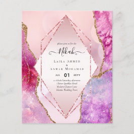 Flyer Nikah Convites de casamento AGATE DOURADO GLITTER