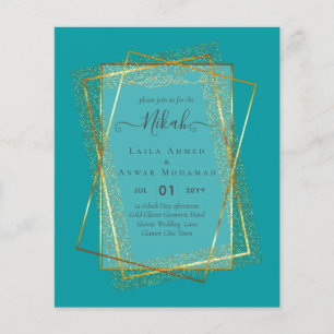 Flyer NIKAH Frame Dourado do Bismillah Convites de casam
