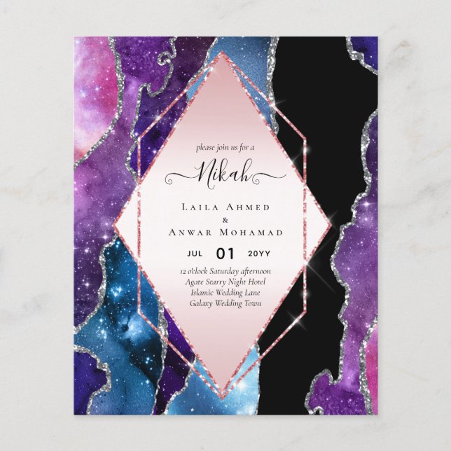 Flyer Nikah Islâmica Wedments Invtions - Glittery Dourad (Frente)