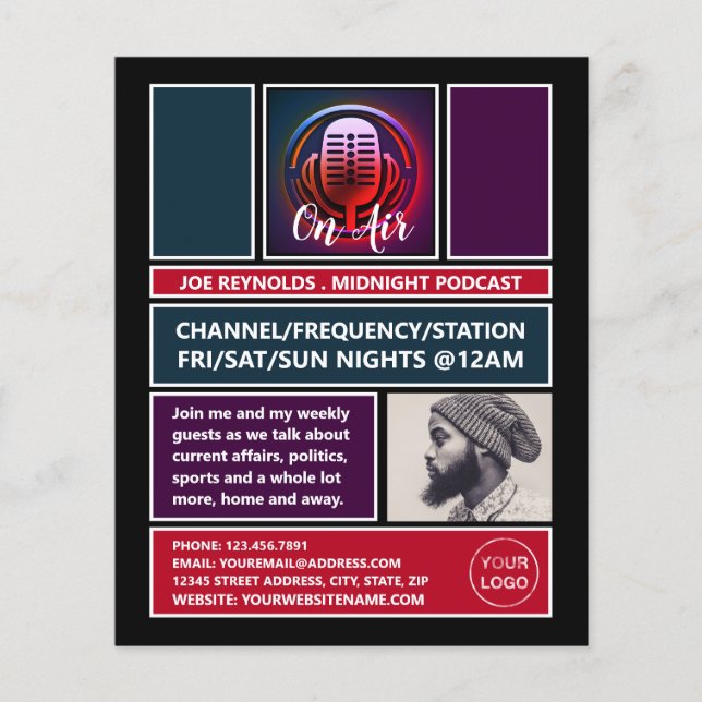 Flyer No Air Podcaster, Publicidade Retro Podcast (Frente)