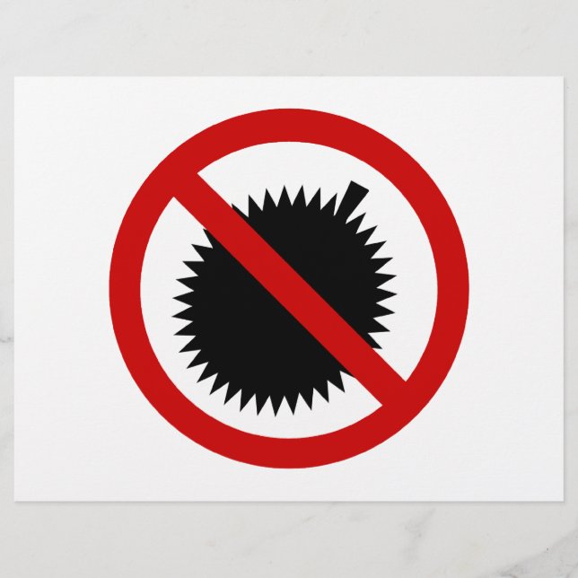 Flyer NO Duriano Tropical Fruta ⚠ Sinal Tailandês ⚠ (Frente)