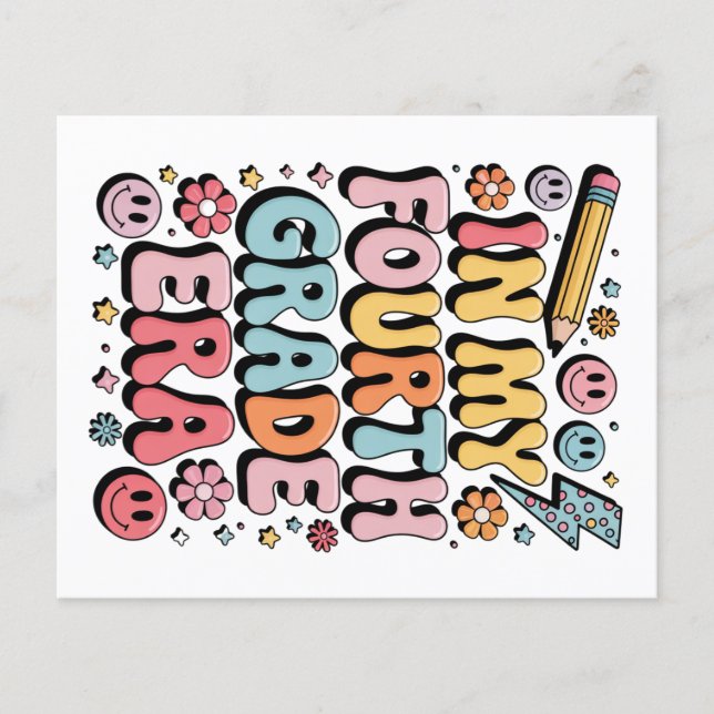 Flyer No meu quarto ano, 4° ano, voltando à escola (Frente)