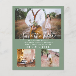 Flyer Noivado de Datas de Salvamento de Fotos Contemporâ