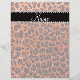 Flyer Nome personalizado glitter laranja impressão leopa