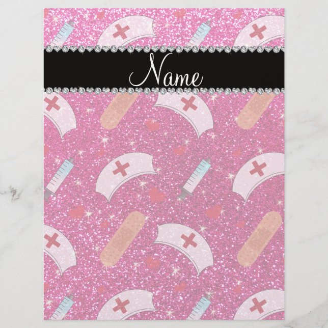 Flyer Nome personalizado, neon hot pink glitter, enferme (Frente)