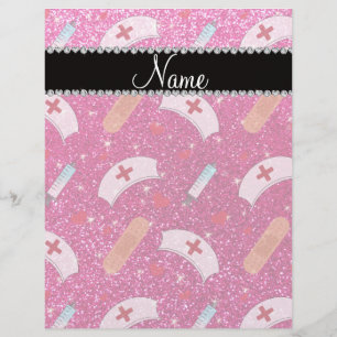 Flyer Nome personalizado, neon hot pink glitter enfermei