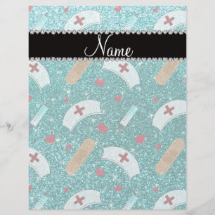 Flyer Nome personalizado: Robin blue glitter enfermeira 