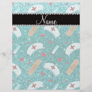 Flyer Nome personalizado robin Blue Glitter enfermeiro c