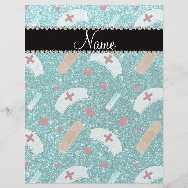 Flyer Nome personalizado robin Blue Glitter enfermeiro c (Frente)