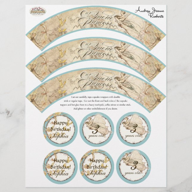 Flyer Nossa Princesa Fada, Embrulho de Cupcake de Aniver (Frente)