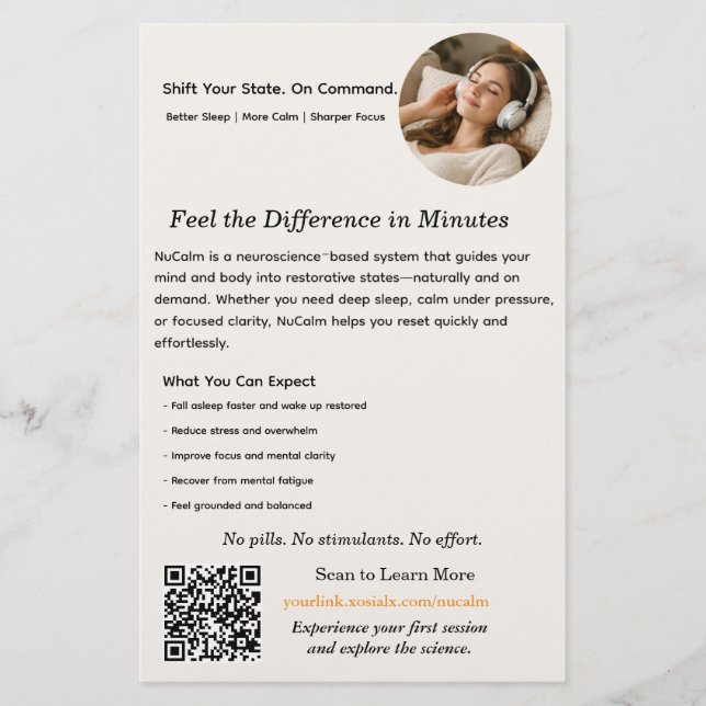 Flyer NuCalm Product Sheet - xosialX (Frente)