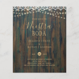 FLYER NUESTRA BODA BUDGET RUSTIC LIGHES LACE INVITE