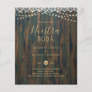 FLYER NUESTRA BODA BUDGET RUSTIC LIGHES LACE INVITE