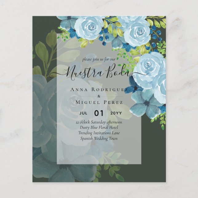 Flyer NUESTRA BODA DROMY Blue Floral BUDG (Frente)