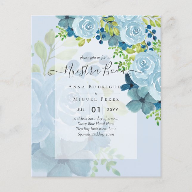 Flyer NUESTRA BODA DROMY Blue Floral BUDG (Frente)