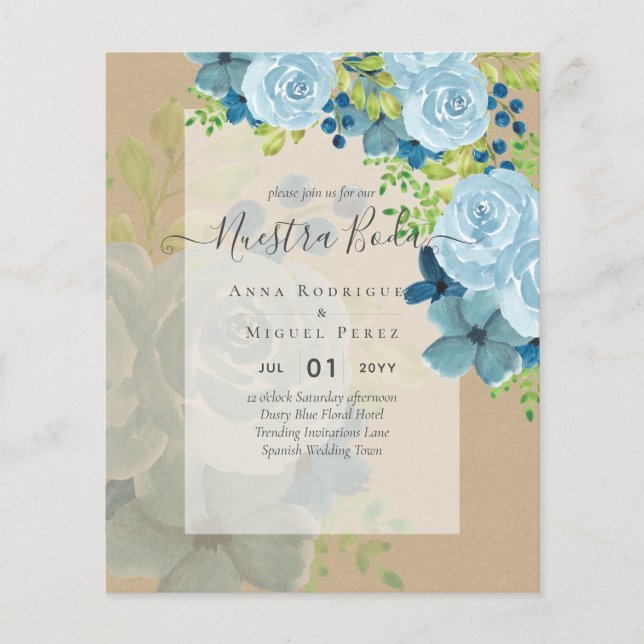 Flyer NUESTRA BODA DROMY Blue Floral BUDG (Frente)