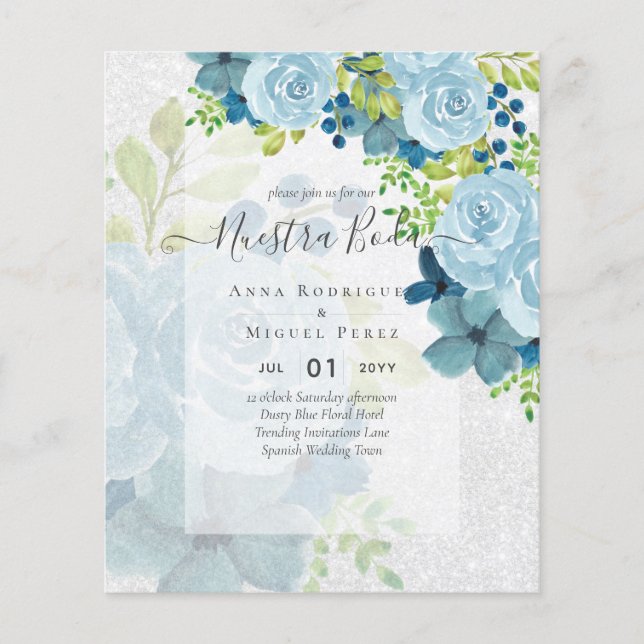 Flyer NUESTRA BODA DROMY Blue Floral BUDG (Frente)