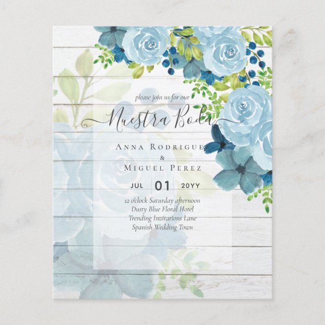 Flyer NUESTRA BODA DROMY Blue Floral BUDG (Frente)