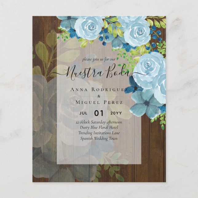 Flyer NUESTRA BODA DROMY Blue Floral BUDG (Frente)