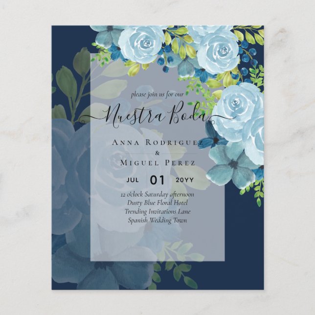 Flyer NUESTRA BODA DROMY Blue Floral BUDG (Frente)