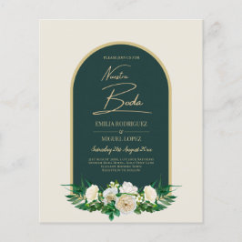Flyer NUESTRA BODA Green Dourada White Roses Winter INVI