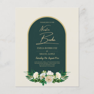 Flyer NUESTRA BODA Green Dourada White Roses Winter INVI