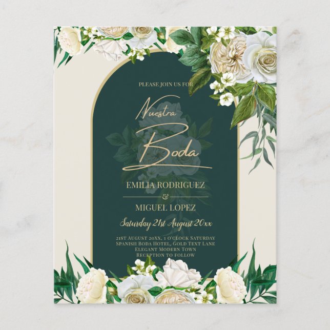 Flyer NUESTRA BODA Green Dourada White Roses Winter INVI (Frente)