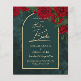 Flyer NUESTRA BODA Green Dourado Rosa vermelha Winter IN