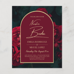 Flyer NUESTRA BODA Rosa vermelha Forest Green Winter INV