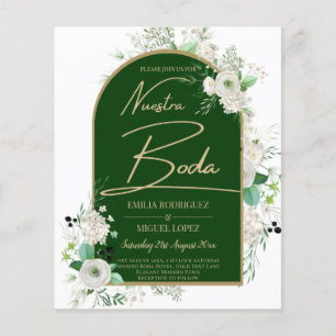 Flyer Nuestra Boda White Roses Casamento Verde Código Qr