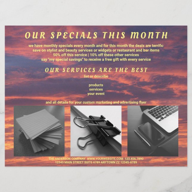 Flyer Nuvens Sunset Coloridas Criam Sua Própria Foto 3 (Frente)