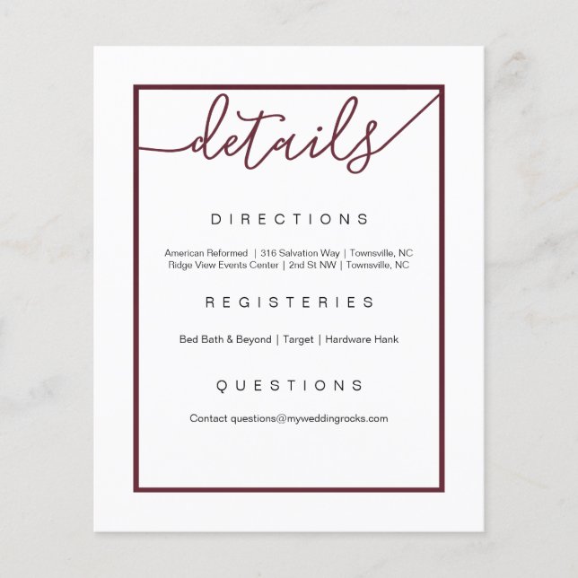 Flyer O casamento de Marsala detalha o insecto, acentos (Frente)