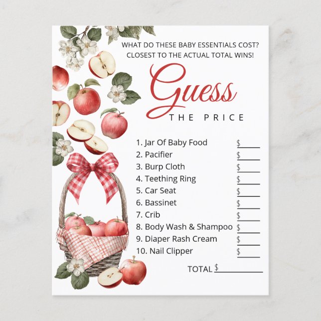 Flyer O Chá de fraldas Apple & Gingham adivinha o jogo d (Frente)