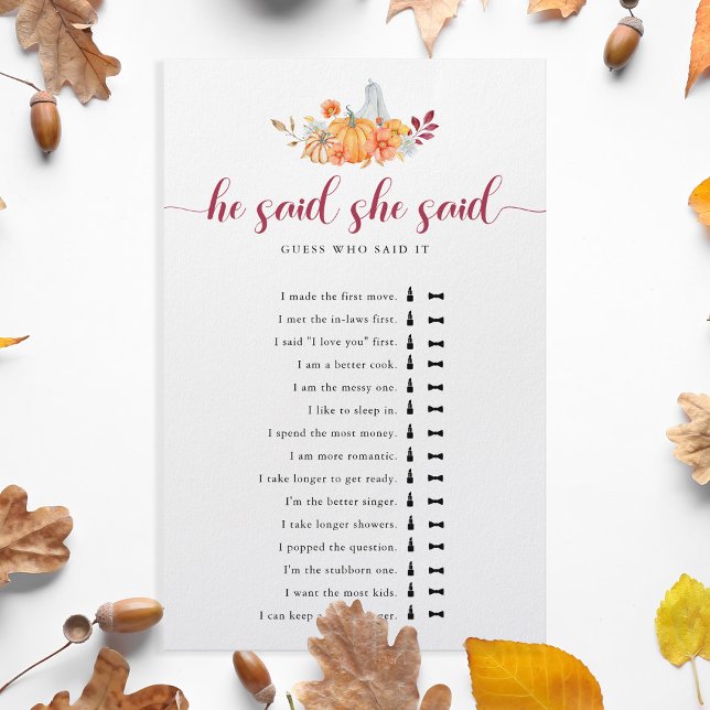 Flyer O Chá de panela Pumpkin Disse Que Disse O Jogo (Criador carregado)