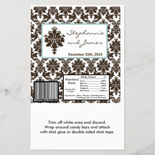 Flyer O Grande Bar de Hershey Brown Tiffany Damask (Frente)