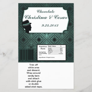 Flyer O Grande Bar de Hershey Wrapper Damask Teal Casal