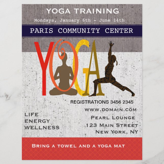 Flyer O Lotus. O Guerreiro. Yoga do exercício bonito (Frente)