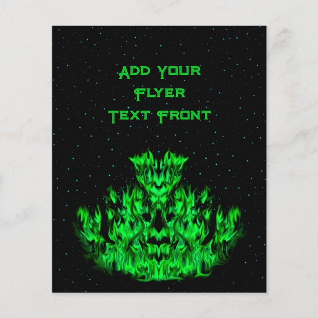 Flyer O monstro verde da chama no céu estrelado (Frente)