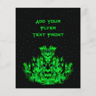 Flyer O monstro verde da chama no céu estrelado