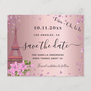 Flyer O orçamento de paris cor-de-rosa com 16 pinceladas