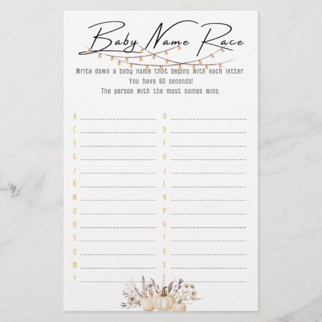 Flyer O Pequeno Pumpkin está no caminho do Chá de fralda (Frente)