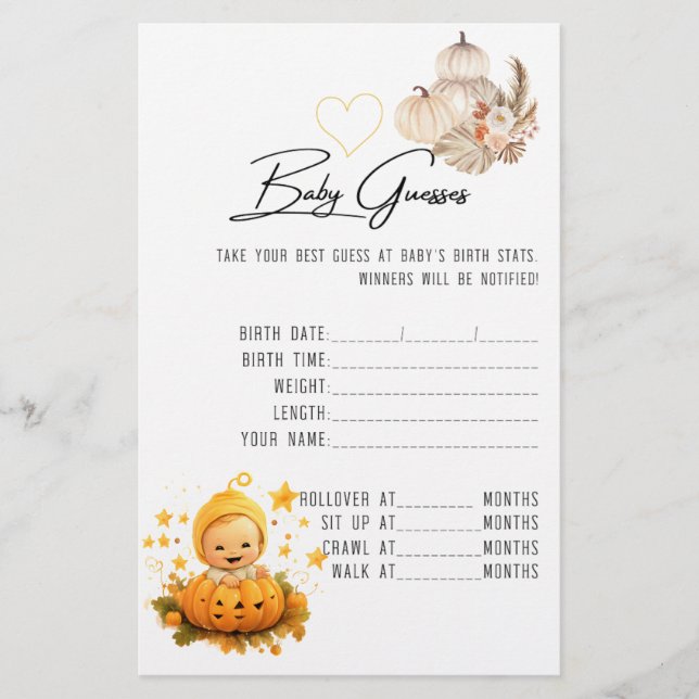 Flyer O Pequeno Pumpkin está no caminho do Chá de fralda (Frente)